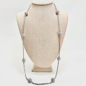 Nolan Miller Fashion Chain Crystal Ball Station Chain Necklace 24" Adjustable
